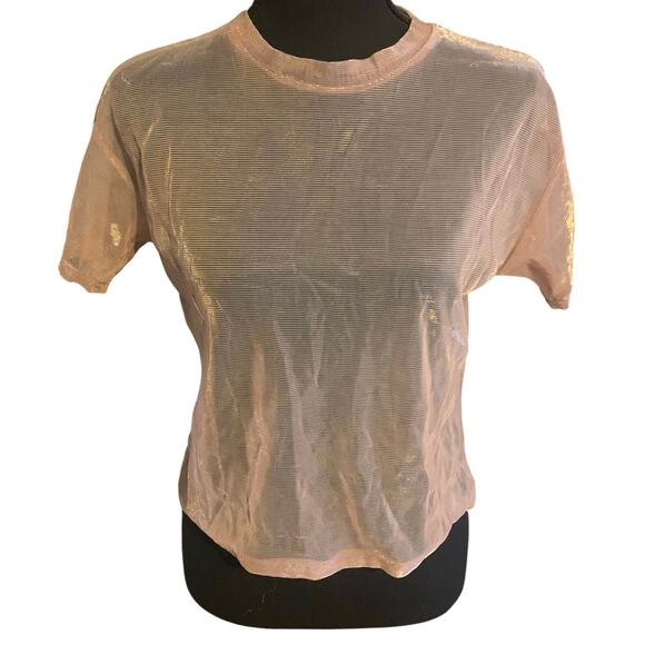 Sheer Metallic Clubwear Dopamine Shirt Pink Rue 21 Womens MEDIUM - Picture 1 of 9